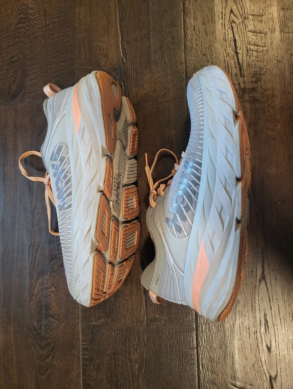Hoka One One Womens Bondi 7 Harbor Mist Peach Running Shoes Size 8.5